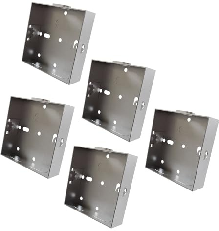 rhinocables Metal 1 Gang Single Socket Back Box (16mm, 5 Pack) | Single Pattress Box Mount, Flush Mount
