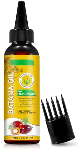 Batana-olja för hår kallpressad 120 ml, stimulerar hårväxten, naturlig, ren, oraffinerad batanaolja, reparerar skadat hår, förhindrar håravfall