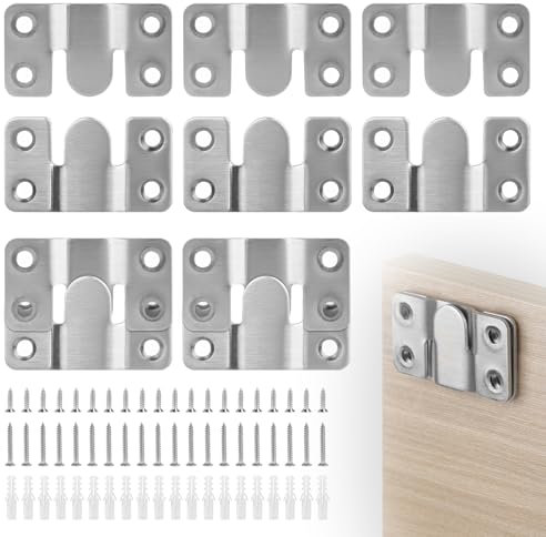 DBREAKS 10 Pezzi Staffa di Montaggio Nascosta Fibbia Incastro, Connettori per mobili, Ganci per cornici in Acciaio Inossidabile, Ferramenta per il montaggio a parete, per Appendere Immagini Specchi