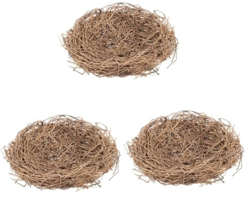 Sosoport 3stücke Rattan Vogelnest Deko-Element Für -projekte Handgefertigtes Kunstnest Für Fotos Und Frühling Für Garten Und Haus