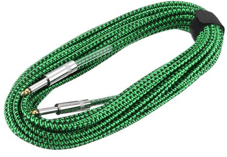 sourcing map 1 PCS Guitar Instrument Cable 33 Feet 1/4 Inch to 1/4 Inch Straight 6.35mm Male to Male Jack Stereo Audio Interconnect Cord Balanced Line for Guitar Bass Braided Green