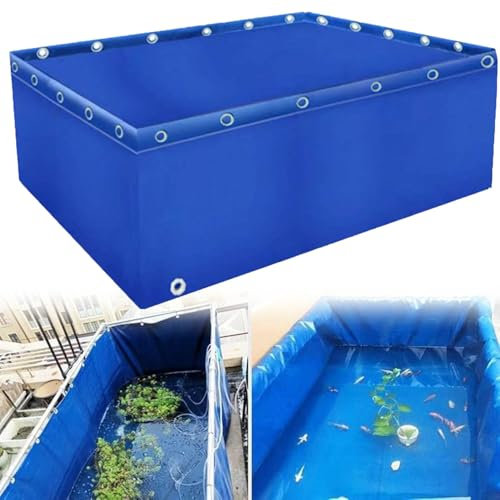 Generisch Multifunktionales Aquariumbecken mit Ablassventil, PVC-Leinenbecken, 0,5-mm-Plane, Lagerbecken, geeignet zum Schwimmen mit Koi und Schildkröten,1x1x0.8m