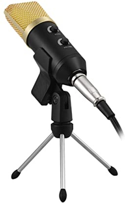 ibasenice Goldfarbenes Kondensatormikrofon mit 3,5-mm Anschluss | Kunststoff Metall Ausführung, 30 Hz-120 Khz Frequenzbereich, 70 Dba Signal-störabstand, 5-48 V Betrieb