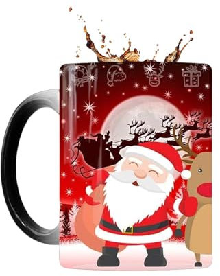 Wärmewechselnde Weihnachtskaffeetassen, Weihnachtsbecher mit Farbwechsel - Lustige Magische Milchtasse - Weihnachtliche wärmetransformierende Farbwechseltasse, Porzellan-Teetassen, multifunktionale Ta