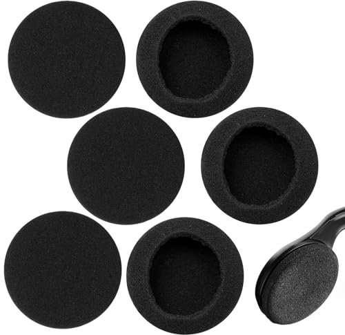Greacesrio 6 x Cuscinetti Auricolari di Ricambio Schiuma Spugna per Auricolari Cuffie, Diametro 5 cm, Nero