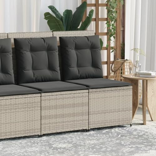 Xichuzi Gartensessel mit Liegefunktion und Kissen Hellgrau Poly Rattan, Gartenstühle, Gartenmöbel, Balkonstuhl, Garten Stühle, Terrassenstühle, Balkonmöbel - 368978