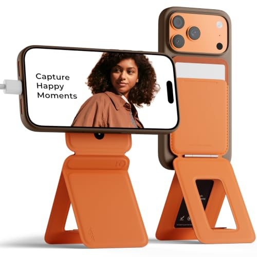 MOFT Handy Stativ für Smartphone, [Ultra Dünn & Tragbar] Faltebar MOVAS Veganes Leder Stativ für Magsafe, 3-in-1 Handy Ständer mit Magnetische Kartenhalter, Mini Selfie Stick, Sonnenaufgang | Mehrere Winkel, tragbar, MOVAS-Leder, Magsafe-kompatibel, einfach zu laden, Reisezubehör, für Ersteller von Inhalten