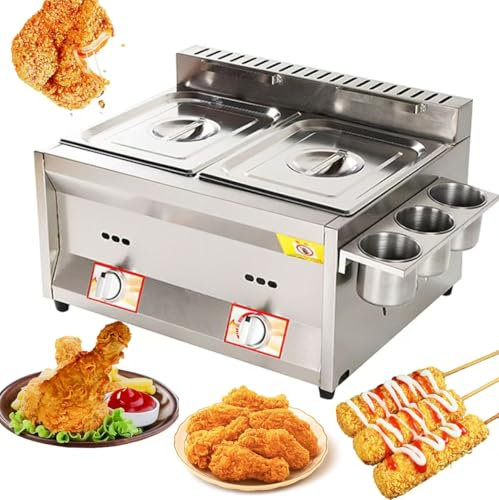 Friggitrice professionale da banco per ristoranti in acciaio inossidabile Friggitrice a gas professionale per patatine fritte di pollo con cestino per ristorante commerciale Controsoffitto Cucina