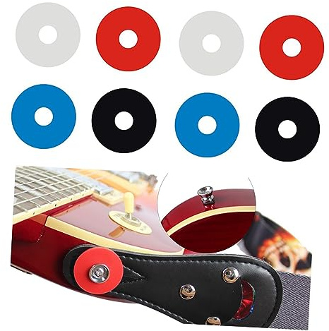 VINTORKY 8 Stück Silikon Gitarrengurtverschlüsse mit Verriegelungsknopf für Sicheren Halt und Rutschfesten Gitarrengurt in Verschiedenen Farben für Gitarren und Bässe