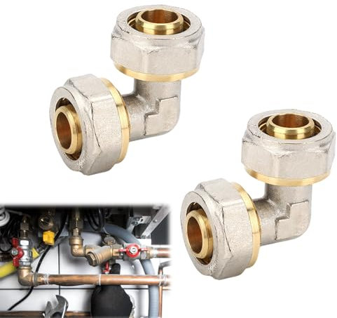 2PC Raccordo Curva Femmina Gomito 90°Per Tubo Multistrato-Installazione Facile Senza Attrezzi Specifici,Raccordo A Vite In Ottone Per Tubo Composito Multistrato,Tubi In Pex,Tubi Compositi In Alluminio