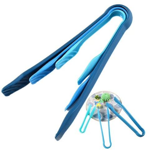 GHYJHS 3 Pcs Plastic Buffet Serving Tongs, 3 in 1 Kitchen Tongs Mini Serving Utensil Kitchen Tools for Food Ice Salad Buffet Cookies
