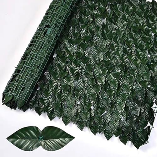 Seto artificial verde con hojas de hiedra, 100 x 300 cm, sintético, para balcón, jardín, valla, decoración de plantas artificiales para uso en exteriores