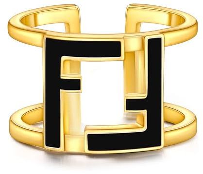 Collenatsy Gold Ringe Wasserfest, Verstellbare Ring für Frauen im Eheringe Stil, Modeschmuck, Eleganter Damen Schmuck aus Kupfer (Schwarz)