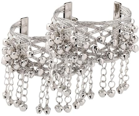 LIGIGWASH 2 Pièces Bracelet Chaîne de Cloche pour Bras Femme Fille Accessoire Costume de Danse Du Ventre Bijou de Scène Mélodieux