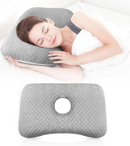 SMTYEOO Ear Piercing Pillow Ear Pillow - with Hole,Earring Guard Inflammation Pressure Sores Pain Relief, Polyester &Cotton Orthopedic Support for Side Sleeper Releasing Earpain Sleeping Guard