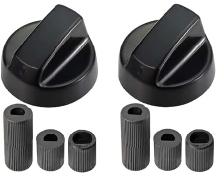 KEPYATI Kit 2 Manopola Universale Per Piano Cottura Cucina A Gas, Con Adattatori Da 6 Mm, 7 Mm E 8 Mm, Per Quasi Tutti I Fornelli Piani Cottura Forni Fornelli A Gas (Nero)
