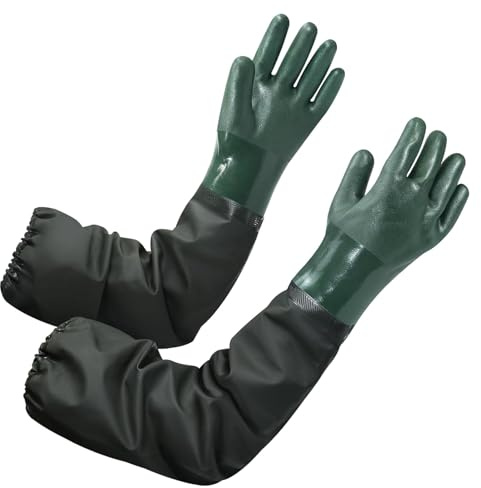 ToqoGeri Long Rubber Gloves, Chemical Resistant Pond Gloves, Long Arm Waterproof Gloves, 70cm/27.5in, for Pond Cleaning, Fishing, and Aquaculture Maintenance