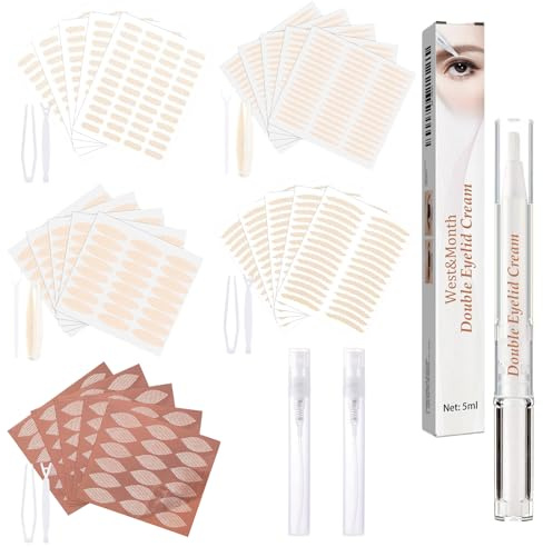 1440 Stück Schlupflider Stripes Unsichtbar mit Gegabelten Werkzeugen und Pinzette, Stylingcreme, 2 Sprühflasche, Augenlid Stripes Unsichtbar für Alle Augenlider, Hautfreundlich, Natürlich