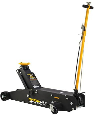 Omega 22101C Black Hydraulic Long Chassis Service Jack - 10 Ton Capacity