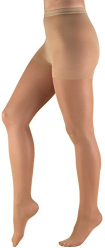 Truform Sheer Compression Pantyhose, 8-15 mmHg, Women's Shaping Tights, 20 Denier, Beige, Medium