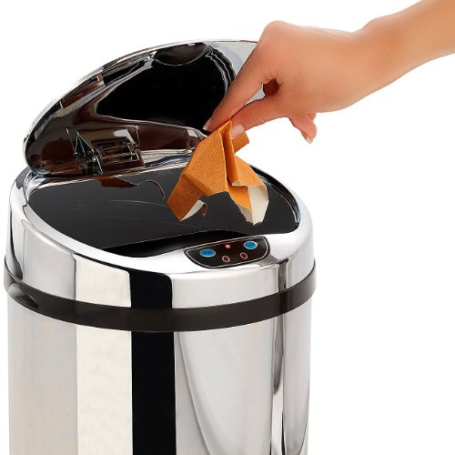 infactory Abfalleimer mit Sensor: Abfalleimer mit Hand Bewegungssensor und Edelstahl-Korpus, 9 Liter (Mülleimer elektrisch, Mülltonne, Küche)