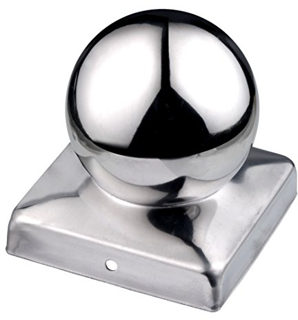 Connex Pfostenkappe - Mit Kugel - 90 x 90 mm - Witterungsschutz für Pfosten & Zäune - Edelstahl rostfrei / Zaun-Abdeckung / Pfahlkappe / Zaunabdeckung / Zaunkappe / Säulenkappe / HV4323