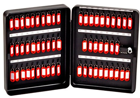 ProfiOffice OfficeForce® Schlüsselkasten mit Zahlencode, Modell Tresor Schlüsselschrank für 60 Schlüssel, Wandmontage, schwarz (20090)