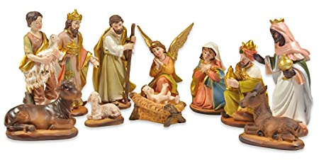Riffelmacher 78301 - Figuras para belén de Navidad, Figuras de poliresina máx. 11 cm de Altura, 11 Piezas en Caja de presentación, Navidad, Historia de Navidad, Regalo