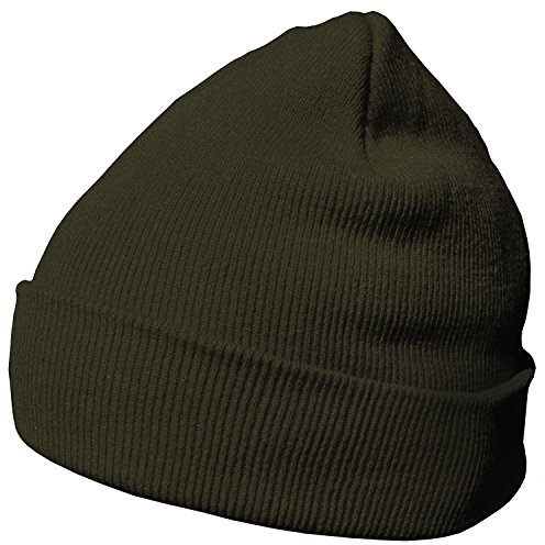 DonDon Mütze Herren Mütze Damen Wintermütze Beanie klassisches Design Oliv-braun