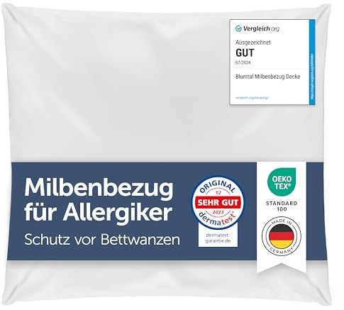 Blumtal® Milbenbezug Kissen 80x80 cm - Oeko-TEX zertifizierte Allergiker Bettwäsche Kissen 80x80 cm - Kissenbezug gegen Hausstaubmilben - Antiallergische Bettwäsche