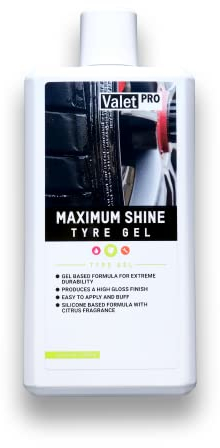 ValetPRO Maximum Shine Tyre Gel 500ml- High Gloss - Long Lasting - Easy to apply tyre dressing