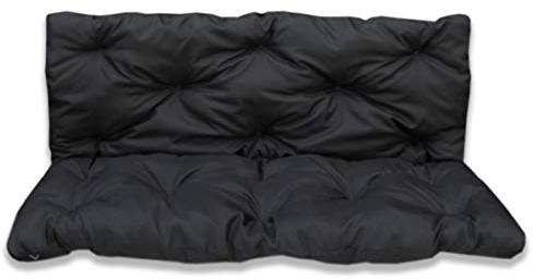 4myBaby GmbH Best for Garden Sitzkissen mit Rückenteil für 2 Personen Bank Bankauflage 100x60x50 cm KOMPLETT in vielen Farben (Schwarz)