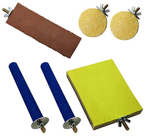 Allazone 6 PCS Jouets pour Oiseaux, Jouet à Suspendre pour Perroquet, Bois Pieds Perchoirs, Balançoires, Échelles, Escalade Perché