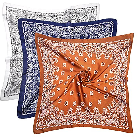 DOOBO Satin-Kopftuch, Haarschal, Seide, Bandana, Haarband, Halstuch für Damen und Mädchen, 70 cm, 3 Stück