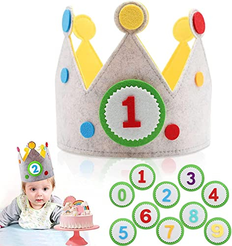 Aohcae Corona Compleanno Bambino, 0 a 9 Cappellini per Compleanno Corona Compleanno Bambina Corona Bambino Cerchietto Compleanno Coroncina Compleanno Corona in Feltro