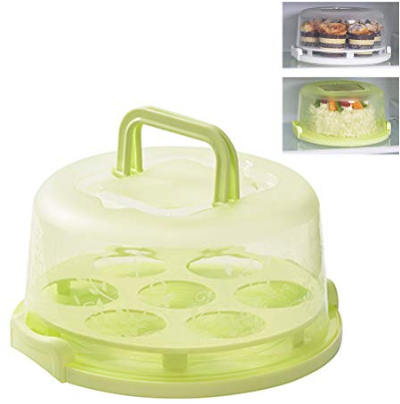 Sahgsa Transparente Kuchenbox Runder Kuchenbutler Tortenbehälter Kunststoff Tortenhaube Kuchenbehälter mit Griff Tragbare Tortenschachtel Transport Von ​Kuchen, Keksen, Torte,