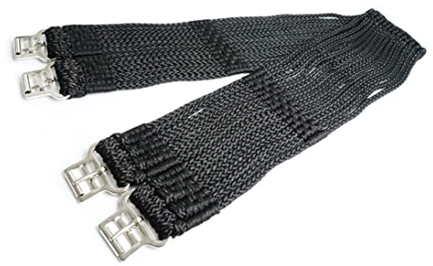 Schnurengurt Pferd, Schnuren Sattelgurt Größe 90cm - 140cm, Sattelgurt für optimale Druckverteiling & Bewegungsfreiheit (125cm, Schwarz)