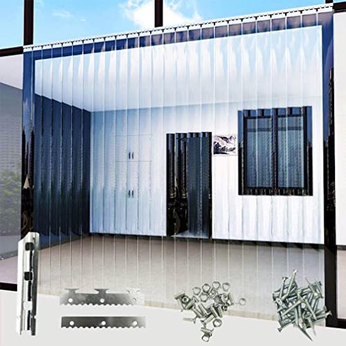 Streifenvorhang PVC Streifenvorhang Lamellen transparent/durchsichtig 1.7mm Kunststoffvorhangstreifen Breite 18.5cm Überlappung der Lamellen von 3,5cm Lamellenvorhang (height:2m/1pcs)