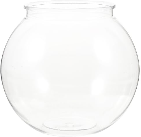 ULTECHNOVO Transparent Plastic Fish Tank Round Small Aquarium for Goldfish Clear Fishbowl for Desk Home Plant Display Easy-Clean Integrated Design 7.08 X 7.08 X 6.29 in 1 Pack