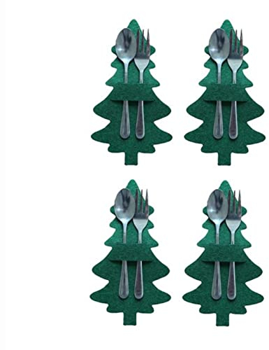 TOBILE Lot de 4 porte-couteaux et fourchettes de Noël en tissu non tissé - Décoration de table - Style 09