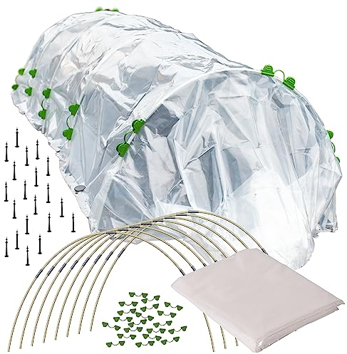 TTL Garden - Set di tunnel di pellicola Flex XL 32 con pellicola in polietilene, 10 x 2,5 m, 10 fogli in fibra di vetro e pellicola per la coltivazione in polietilene da 10 x 2,5 m, larghezza 10 x 2,5