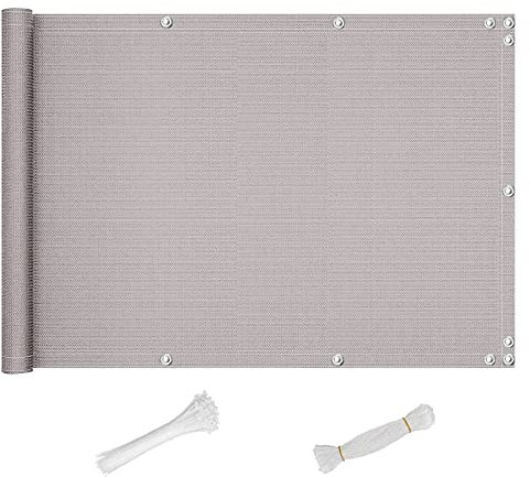 QINGLV Sichtschutz Balkon Sichtschutz 130x200cm Balkonverkleidung Wasserdicht Ohne Bohren Balkonumrandung Sonnenschutz Balkon FüR BalkongeläNder Terrasse Garten -Hellgrau