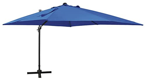 XIAOGUANG Ampelschirm mit Mast, Balkon Sonnenschirm, Sonnen Schirme, Marktschirm, Garten, Balkon Schirm, Balkonschirm, und LED-Leuchten Azurblau 300 cm