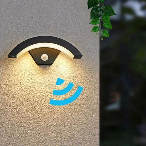 DAXGD Appliques Murale Modernes, Luminaire Exterieur 24W 2650LM, Détecteur de Mouvement IP65, Eclairage Exterieur en Forme de U 3000K Lumière Chaude pour Porche Passerelle Jardin Balcon