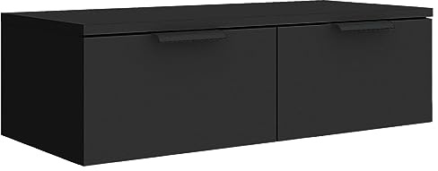 vidaXL Wandschrank, Schrank Wandmontage, Hängeschrank mit viel Stauraum für Bücher, Wohnzimmerschrank Schlafzimmerschrank TV Schrank, Schwarz Holzwerkstoff