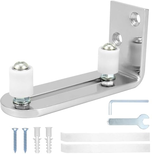 QWORK® Edelstahl Bodenführung für Schiebetüren bis 68 mm Dicke, Verstellbare Bodenführung, Robuste Stahlkonstruktion
