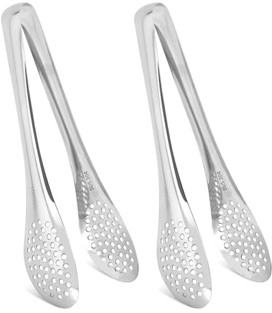 2 Pezzi Pinze da Cucina, MILLION SOURCE Pinze per Servire, Pinze per Spaghetti, Pinze per Insalata in Acciaio Inossidabile, Adatte per Cucina, Barbecue All'aperto(23cm)