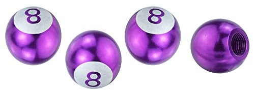 4pcs Billiard Shaped Car Tire Air Caps Cover, 8 Ball Car Tire Valve Stem Cover, Metal Car Wheel Tire Valve Caps Universal Car Tire Stem Covers Aluminum Alloy Wheel Decorative Accessories (purple)