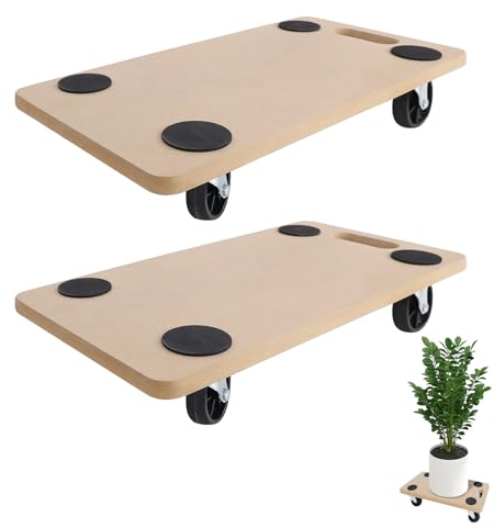 Aufun 2 Stück Rollbrett Transportroller rutschfest 58 x 29 cm, Transport Rollbrett für Umzug & Werkstätten, inkl. Gummipads Transportroller Möbelroller Transporthilfe für Outdoor & Indoor