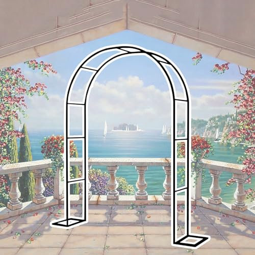 Arche De Jardin En Métal Vert Foncé/Blanc/Noir Arcade De Rosier Arcade De Jardin Avec Base, Pergola En Métal Haut 200/220/230 Cm Pour Plantes Grimpantes, Décoration De Fête De Quinceaneras De Mariage(